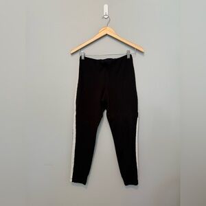 Workhall Black Athletic Leggings with White Side Stripe - Size S